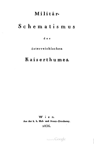 Militär-Schematismus des österreichischen Kaisertums