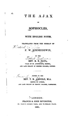 The Ajax of Sophocles with English Notes