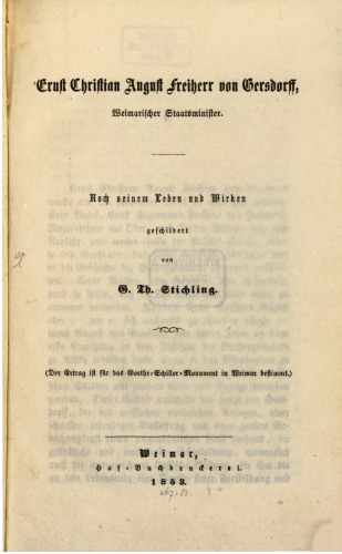 Ernst Christian August Freiherr von Gersdorff, Weimarischer Staatsminister