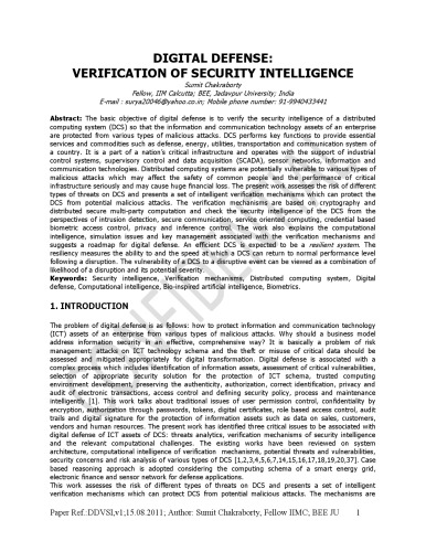 DIGITAL DEFENSE: VERIFICATION OF SECURITY INTELLIGENCE