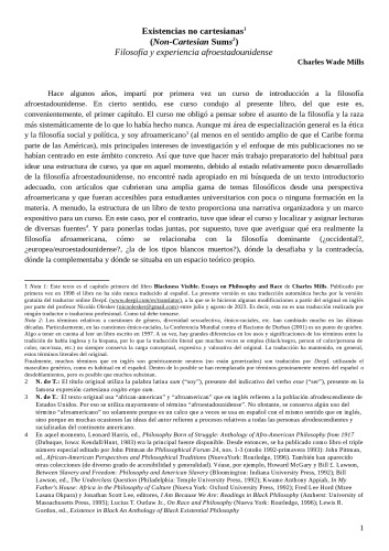 Existencias no-cartesianas (Non-cartesian sums, Blackness visible cap.1)