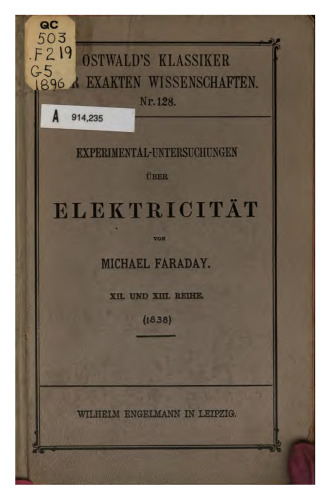 Experimental-Untersuchungen über Elektrizität (1838)