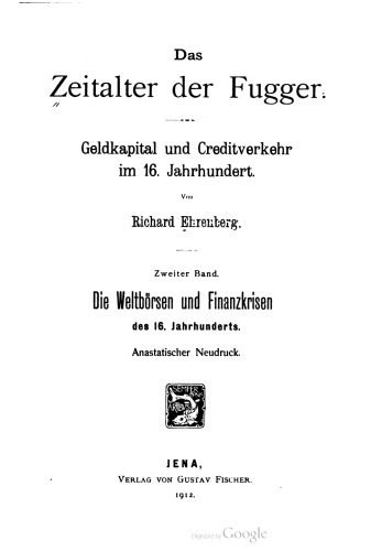 Die Weltbörsen und Finanzkrisen des 16. Jahrhunderts