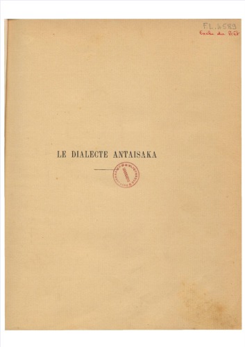 Le dialecte antaisaka (langue malgache)