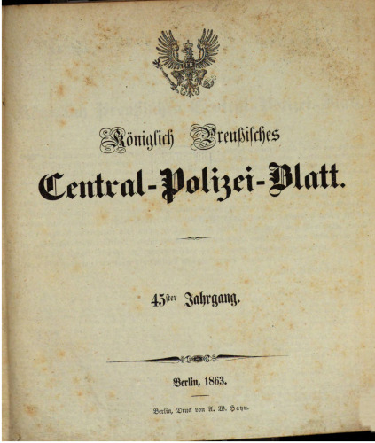Königlich Preußisches Central-Polizei-Blatt