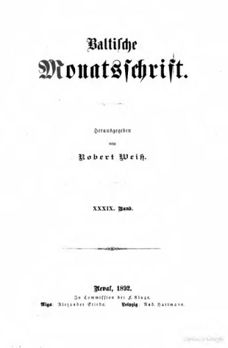 Baltische Monatsschrift