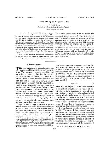 The theory of magnetic poles