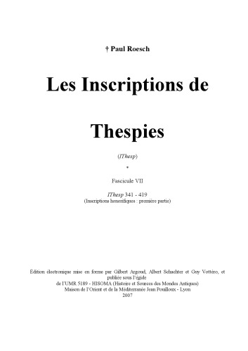 Les Inspirtions des Thespies