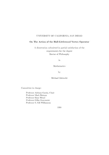 On the action of the Hall-Littlewood vertex operator [PhD thesis]
