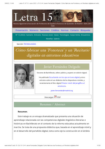 Cómo fabricar una 'Fonoteca' y un 'Recitario' digitales en entornos educativos