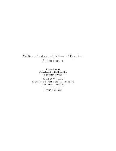 Nonlinear analysis and differential equations: and introduction