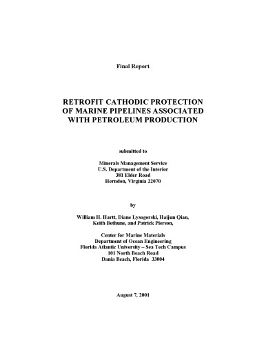 Retrofit Cathodic Protection of Marine Pipelines Associated with Petroleum Production