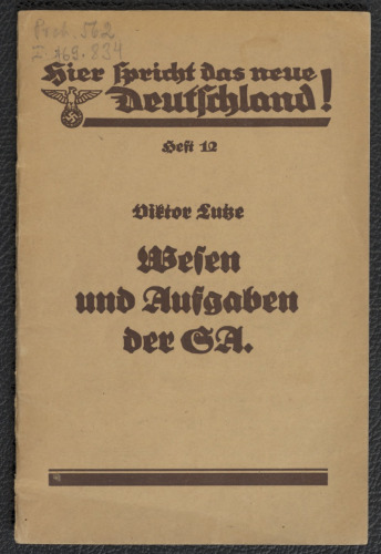 Wesen und Aufgaben der SA.