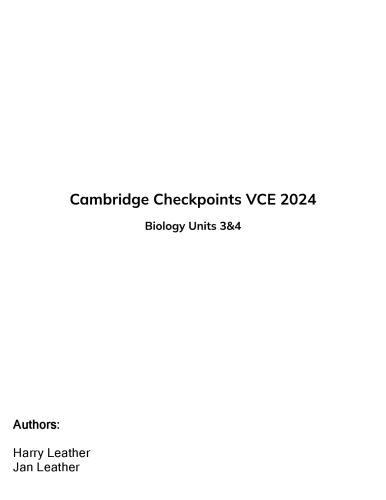 Cambridge Checkpoints VCE 2024 Biology Units 3 & 4