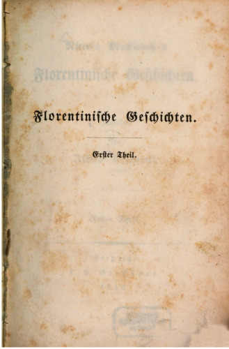 Niccolò Machiavellis Florentinische Geschichten