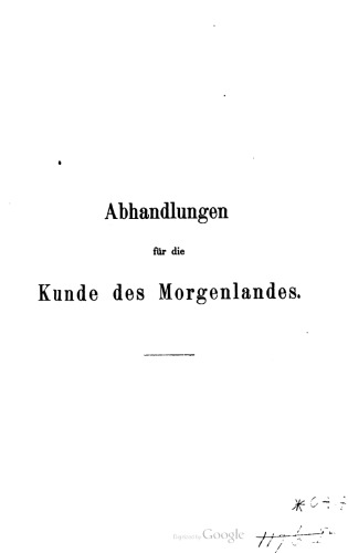Abhandlungen für die Kunde des Morgenlandes