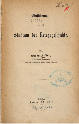 Einführung in das Studium der Kriegsgeschichte
