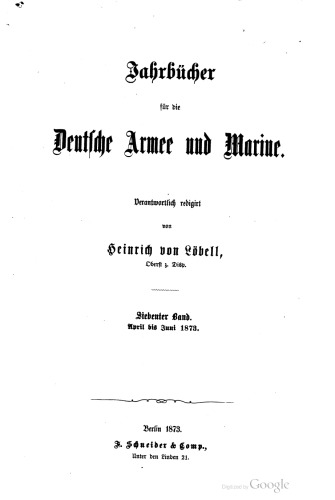 Jahrbücher für die Deutsche Armee und Marine / April bis Juni 1873