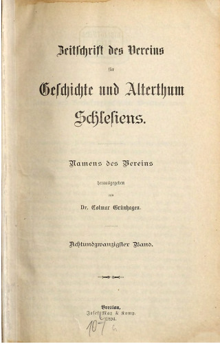 Zeitschrift des Vereins für Geschichte und Altertum Schlesiens