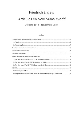 Artículos en "New Moral World"