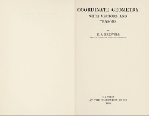 Coordinate Geometry with Vectors and Tensors
