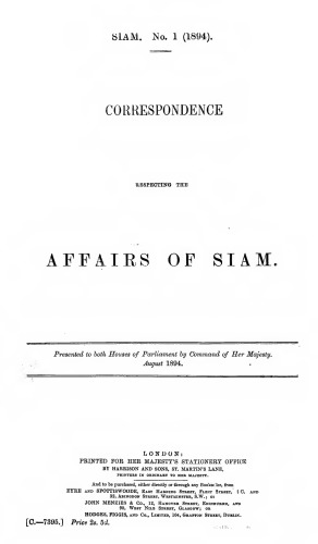 Correspondence Respectig the Affairs of Siam