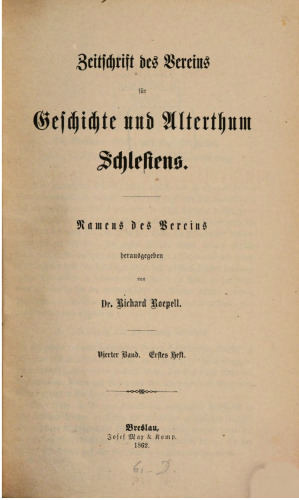 Zeitschrift des Vereins für Geschichte und Altertum Schlesiens