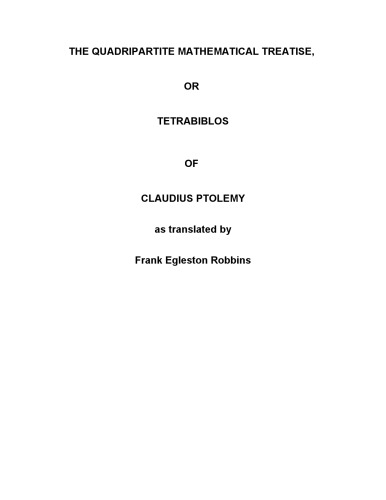 Tetrabiblos (Robbins Edition)