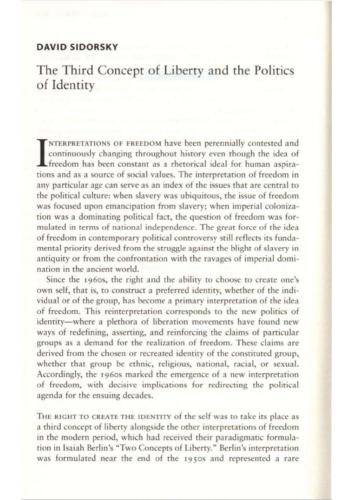 The Third Concept of Liberty and the Politics of Identity