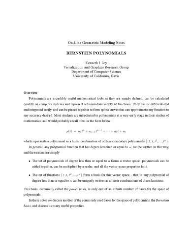 Bernstein polynomials