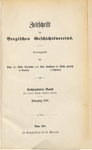 Zeitschrift des Bergischen Geschichtsvereins