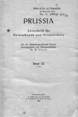 Beiträge zur Sinnbildforschung. Prussia. Bd. 32. 1938, H. 1