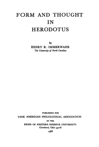 Form and Thought in Herodotus