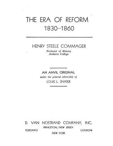 The era of reform, 1830-1860