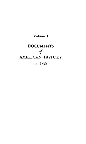 Documents of American History (to 1898)