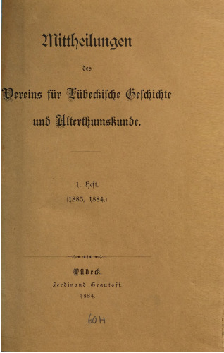 Mitteilungen des Verens für Lübeckische Geschichte und Altertumskunde