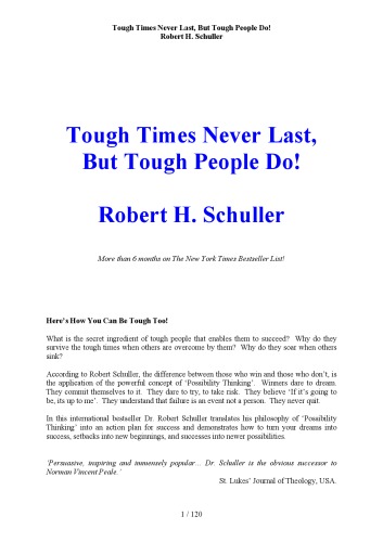 Tough Times Never Last, But Tough People Do!