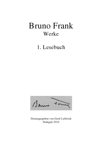 Werke Bd. 1: Lesebuch