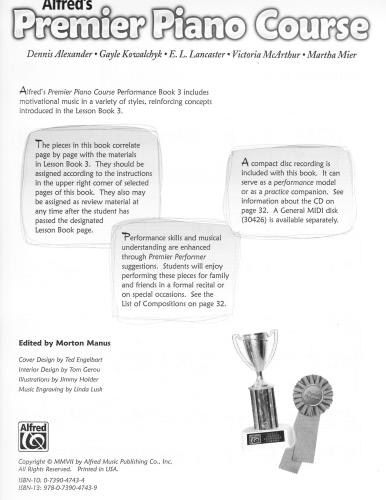 Alfred's Premier Piano Course. Performance 3