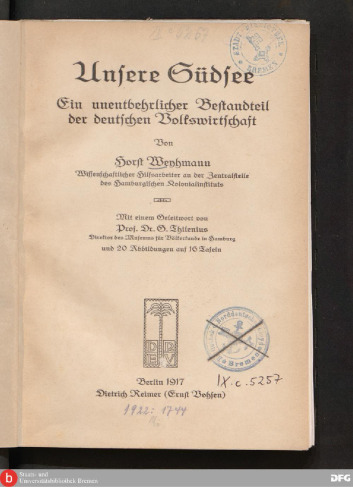 Unsere Südsee ; ein unentbehrlicher Bestandteil der deutschen Volkswirtschaft
