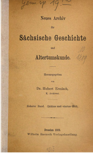 Neues Archiv für Sächsische Geschichte und Altertumskunde