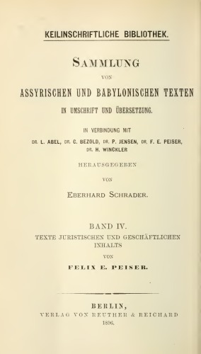 Sammlung von assyrischen und babylonischen Texten in Umschrift und Übersetzung