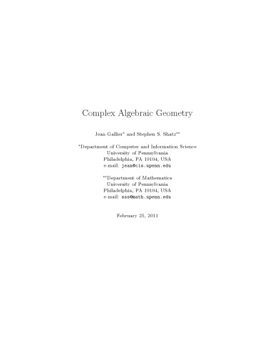 Complex Algebraic Geometry