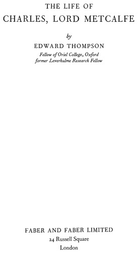The life of Charles, Lord Metcalfe. [With table].