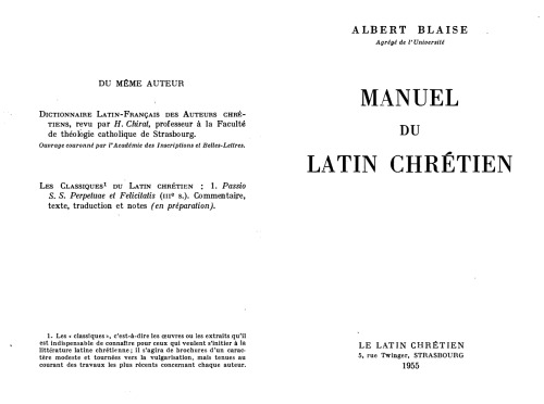 Manuel du latin chretien