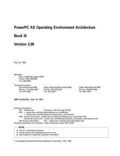 PowerPC AS Operating Environment Architecture Book III Version 2.00