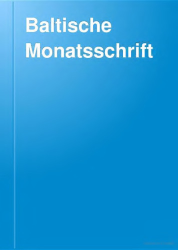Baltische Monatsschrift