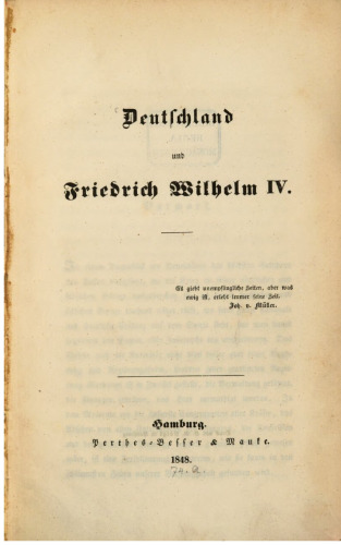 Deutschland und Friedrich Wilhelm IV.