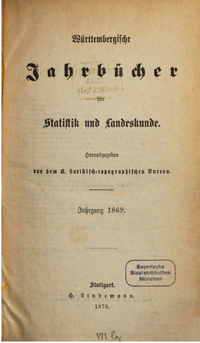 Württembergische Jahrbücher für Statistik und Landeskunde
