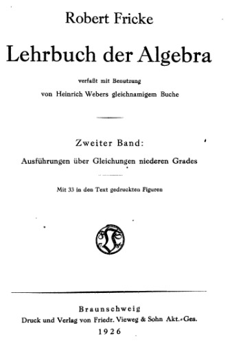 Lehrbuch der Algebra
